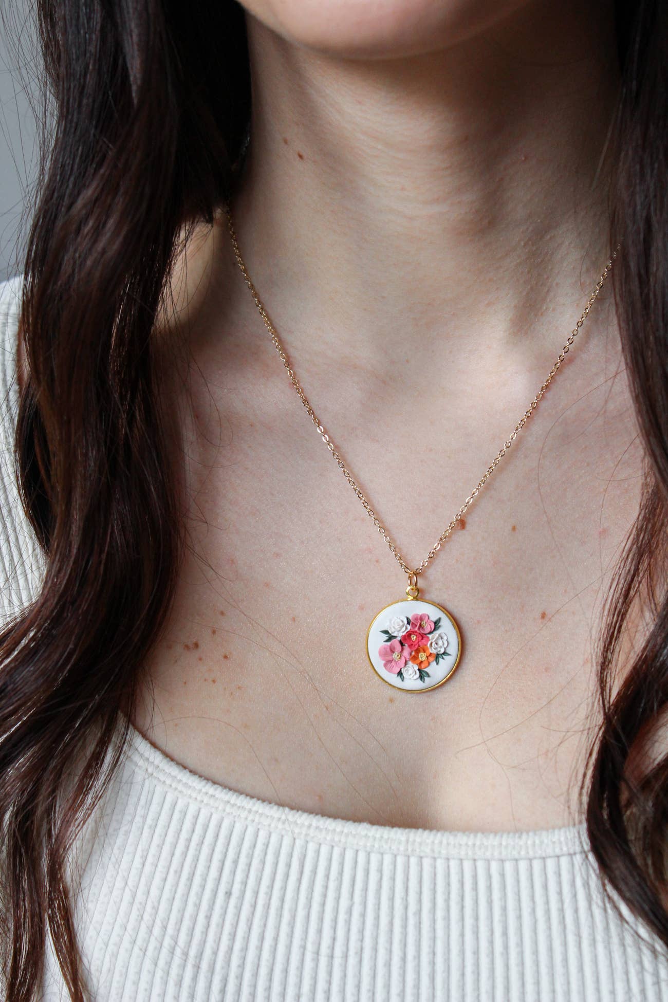 Peony Flower Bouquet Necklace