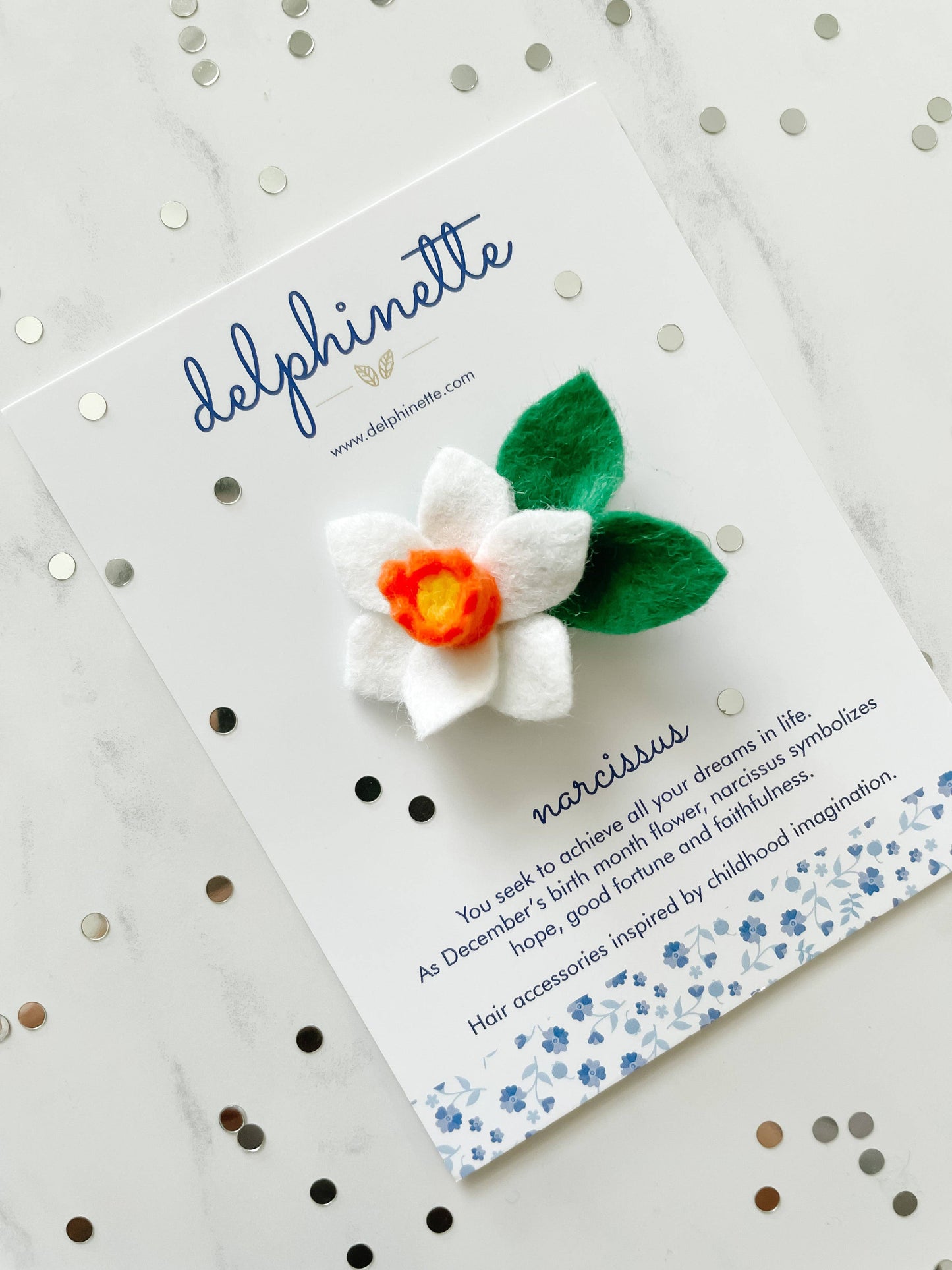 Narcissus Hair Clip - December Birth Month Flower Gift