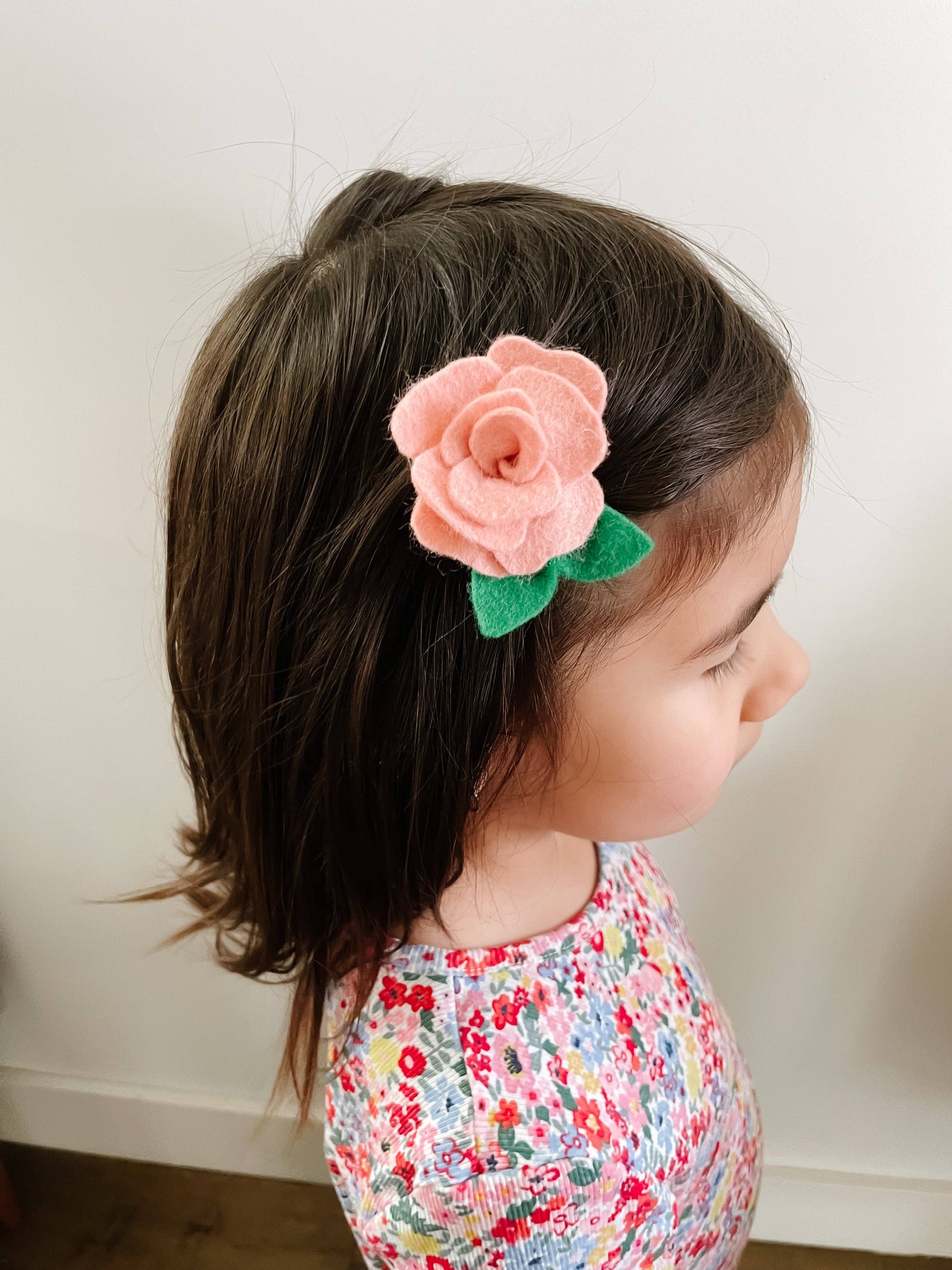 Pink Rose Hair Tie - June Birth Month Flower Gift