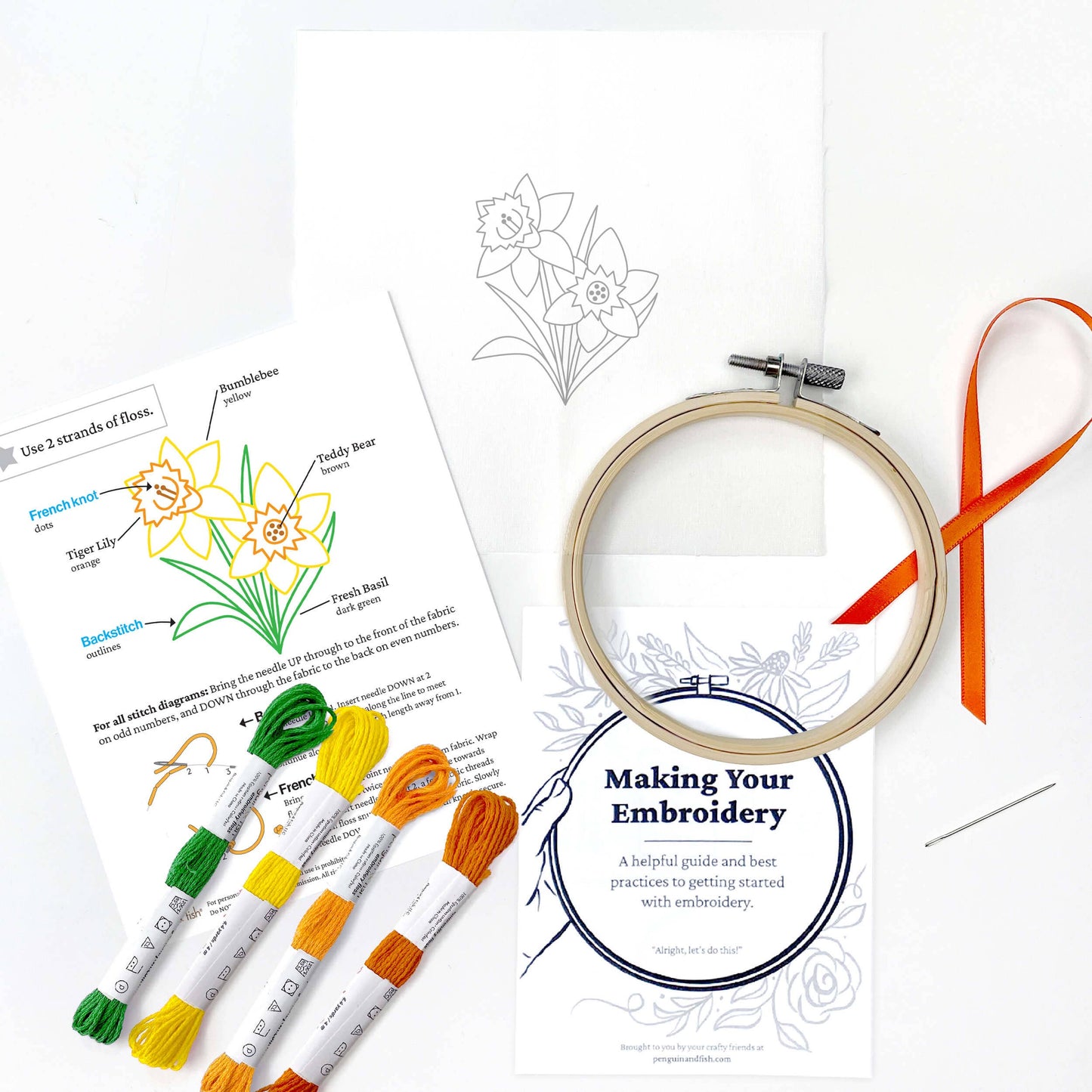 Daffodil 4" embroidery kit
