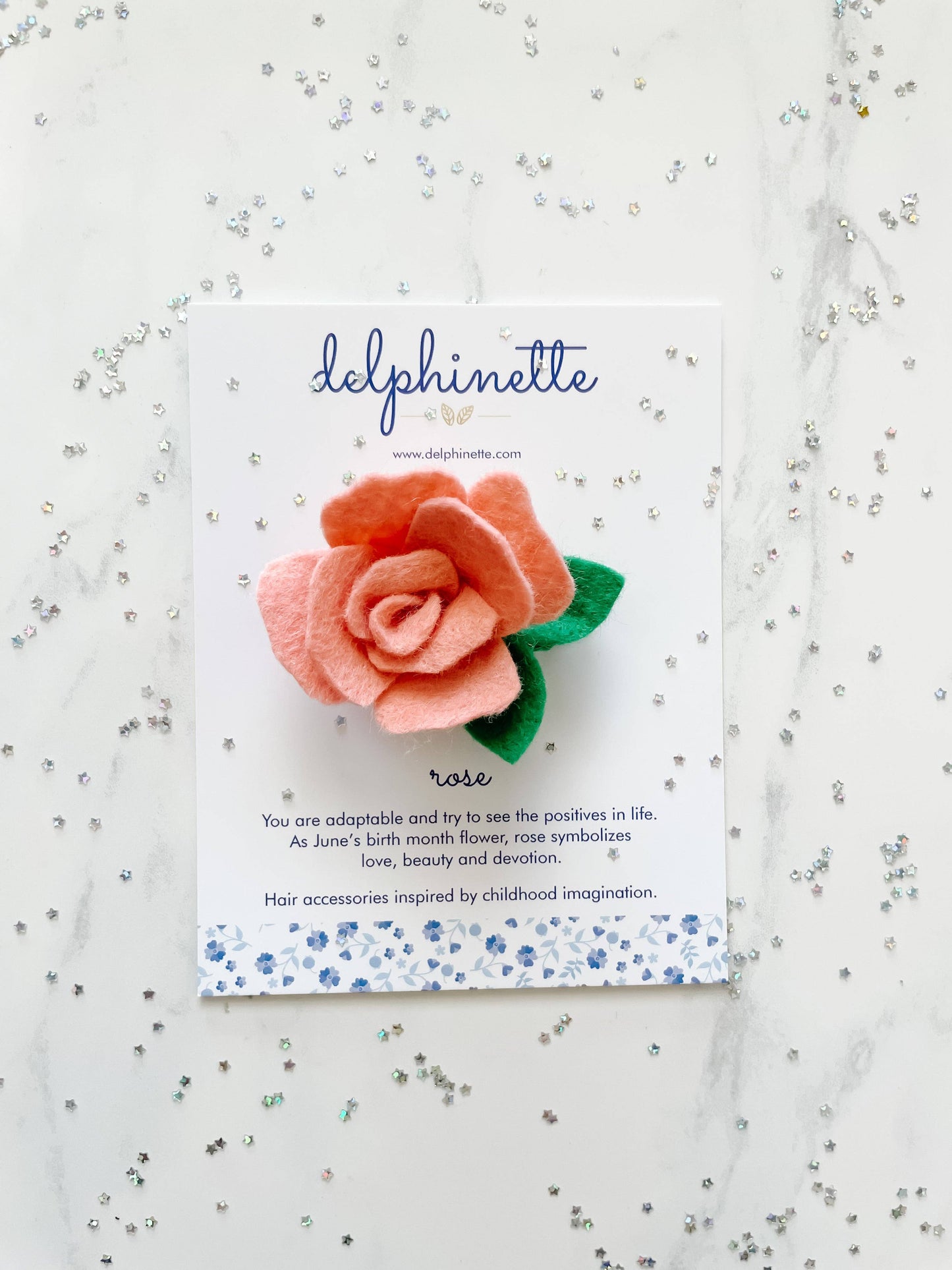 Pink Rose Hair Tie - June Birth Month Flower Gift