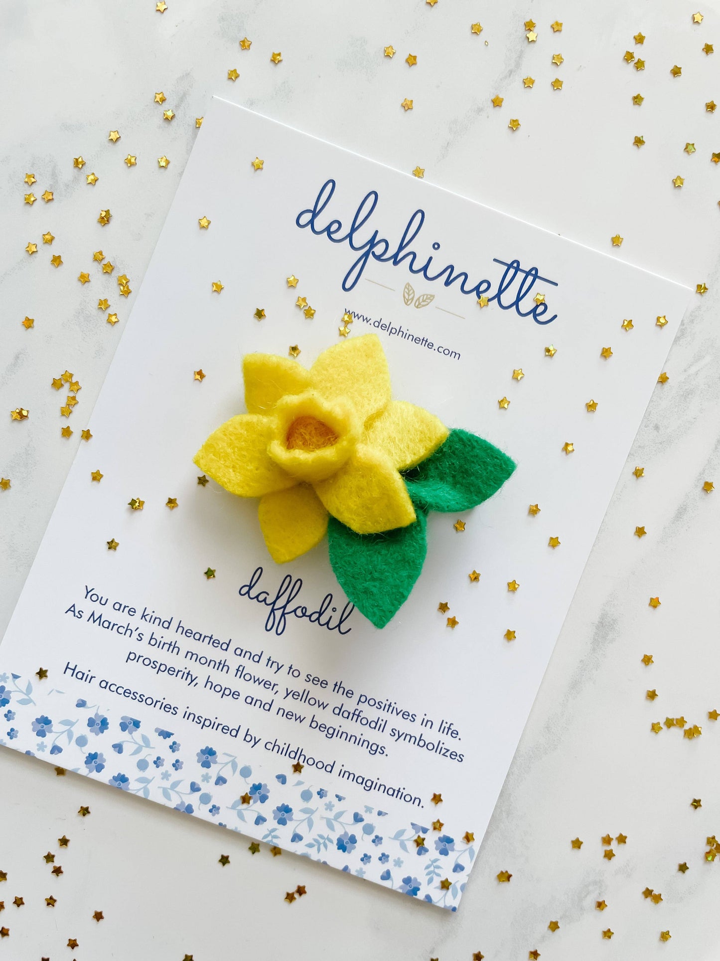 Daffodil Hair Clip l March Birth Month Flower Gift