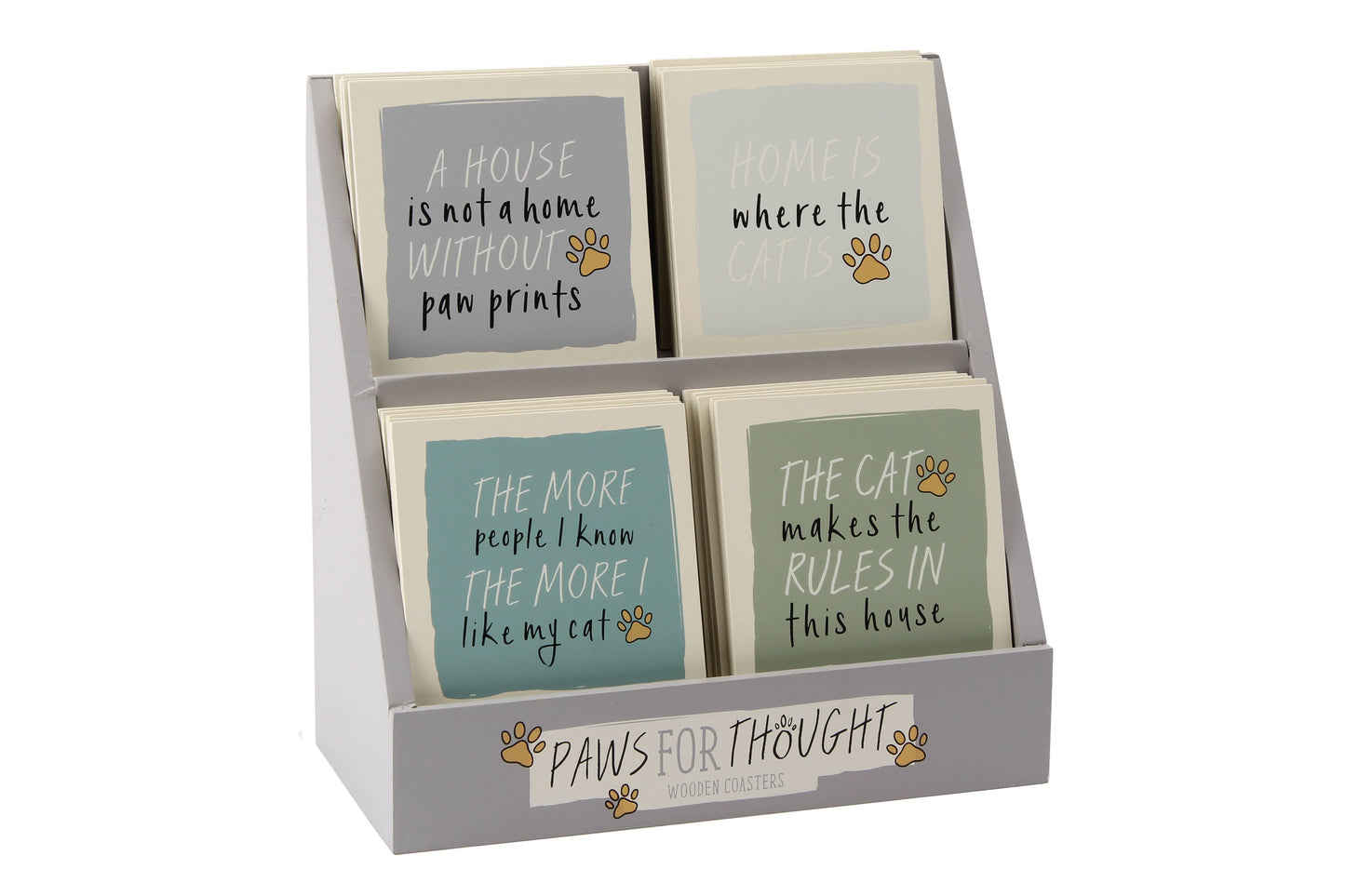 Paws For Thought Wooden Cat Coasters