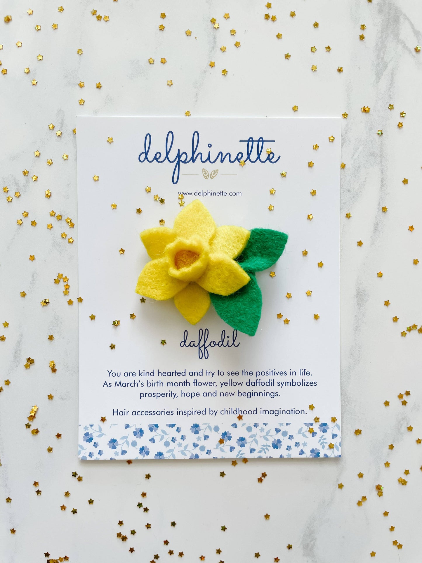 Daffodil Hair Clip l March Birth Month Flower Gift