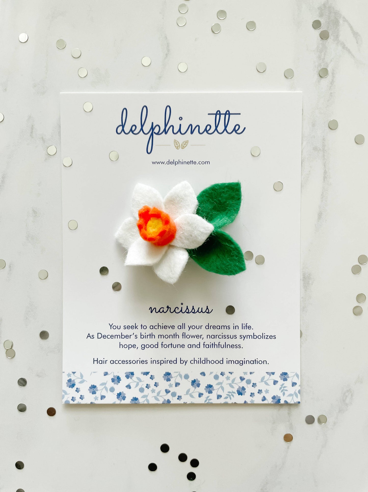 Narcissus Hair Clip - December Birth Month Flower Gift