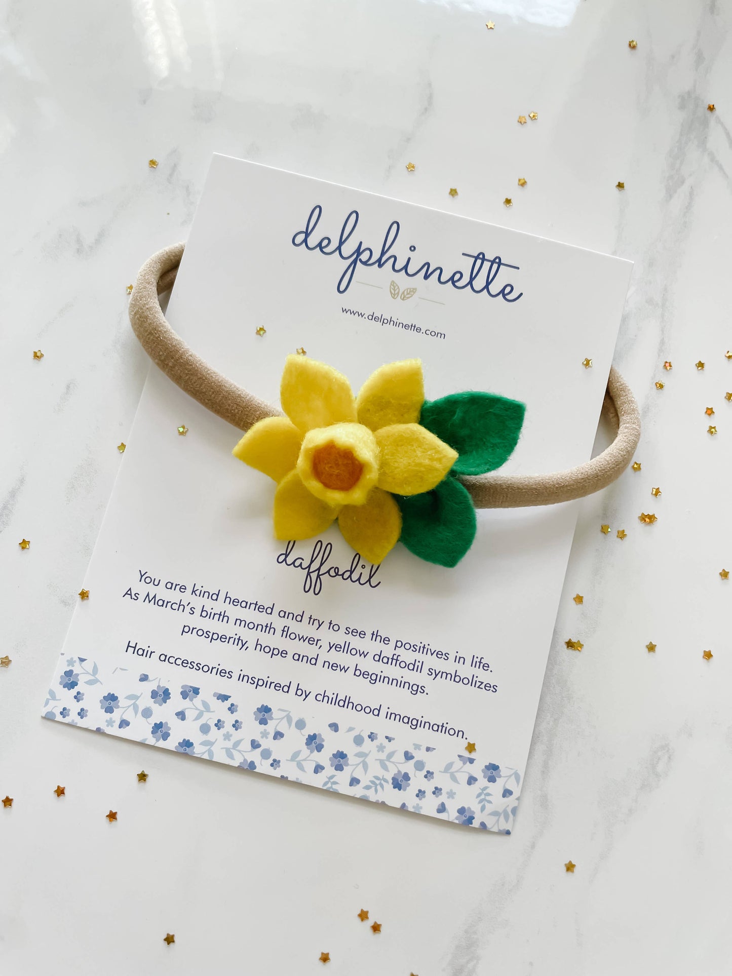 Daffodil Baby Headband l March Birth Month Flower Gift