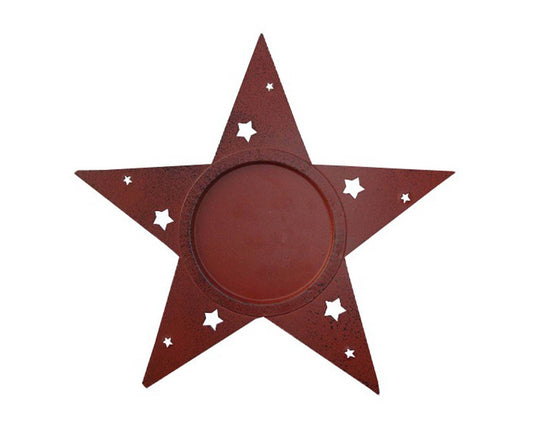 Star Shaped Tin Candle Holder with Star Cut Outs