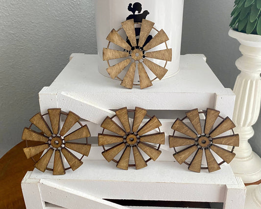 Handmade Farmhouse Stained Windmill Coasters