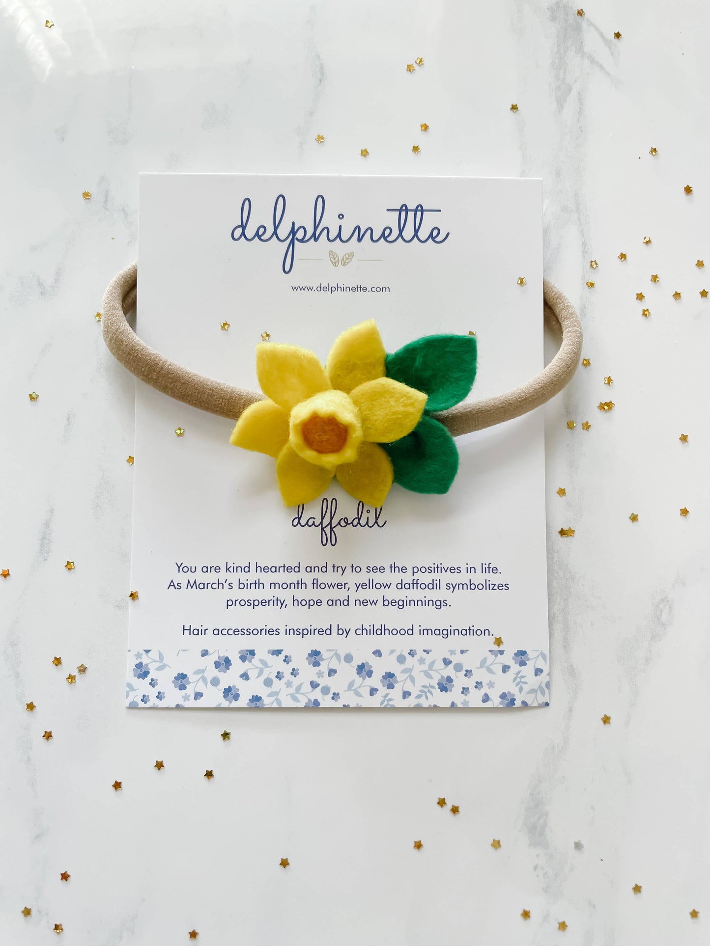 Daffodil Baby Headband l March Birth Month Flower Gift