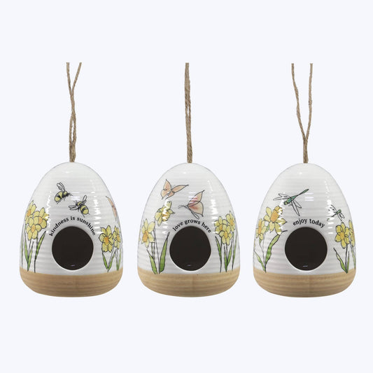Ceramic Daffodil-Themed Birdhouses